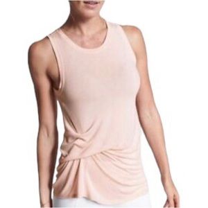 Athleta Sleeveless Tank Top Lightweight Ruched Gathered Side Blush Pink S